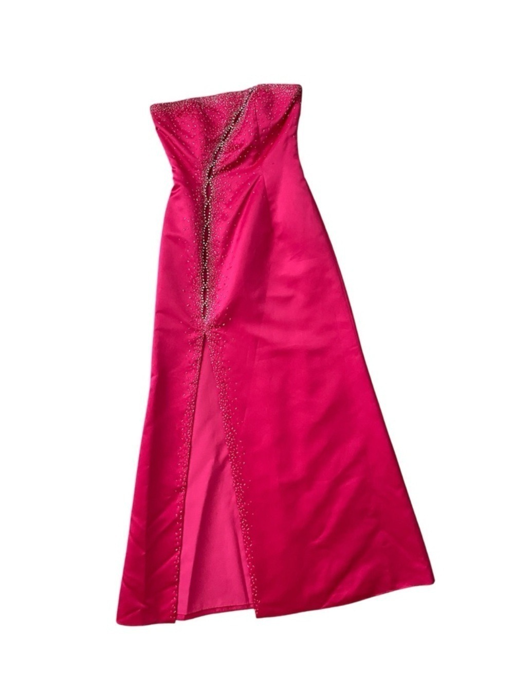 Cachè vintage 90’s beaded Strapless Fuchsia Beaded Evening Gown